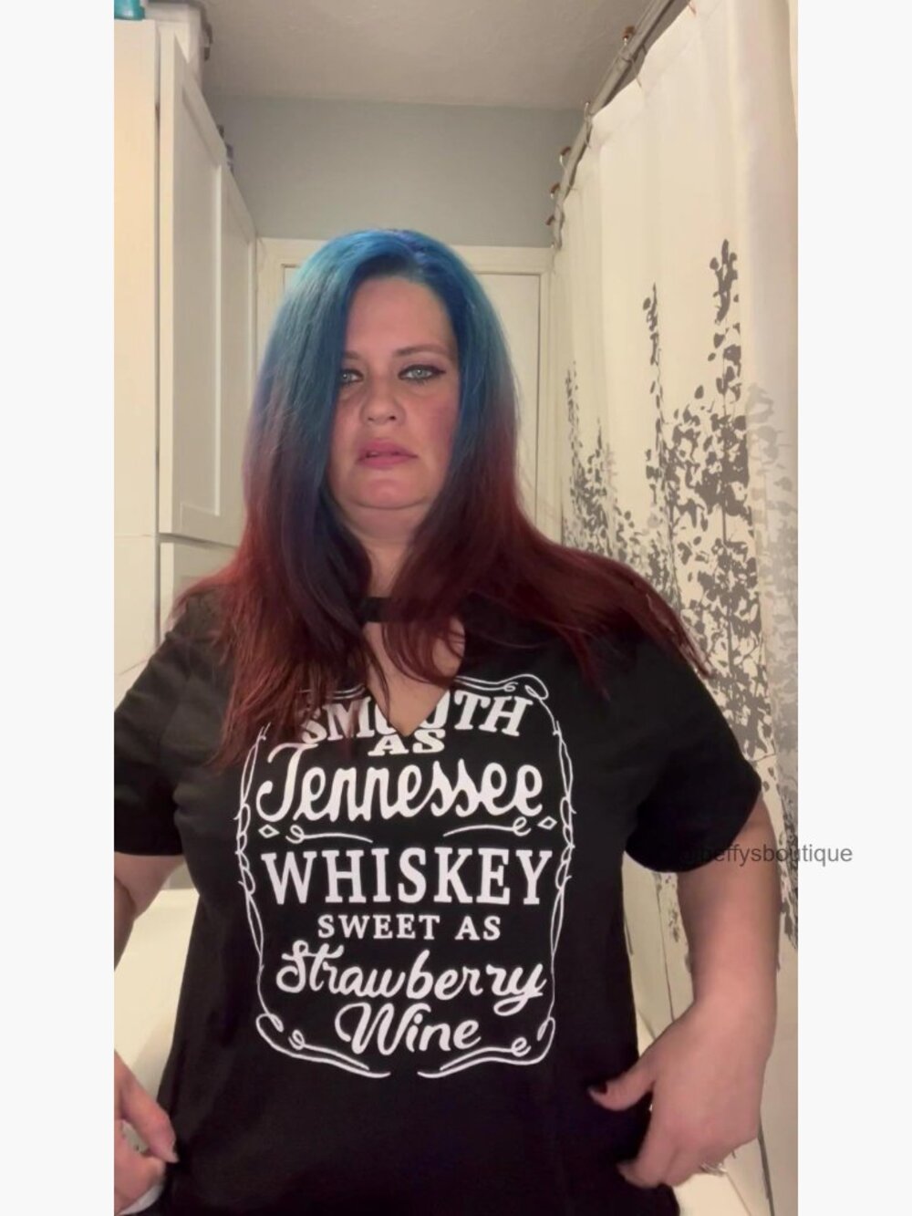 Plus Size Whiskey Country Music V Neck Keyhole Tee Tunic - Picture 7 of 7